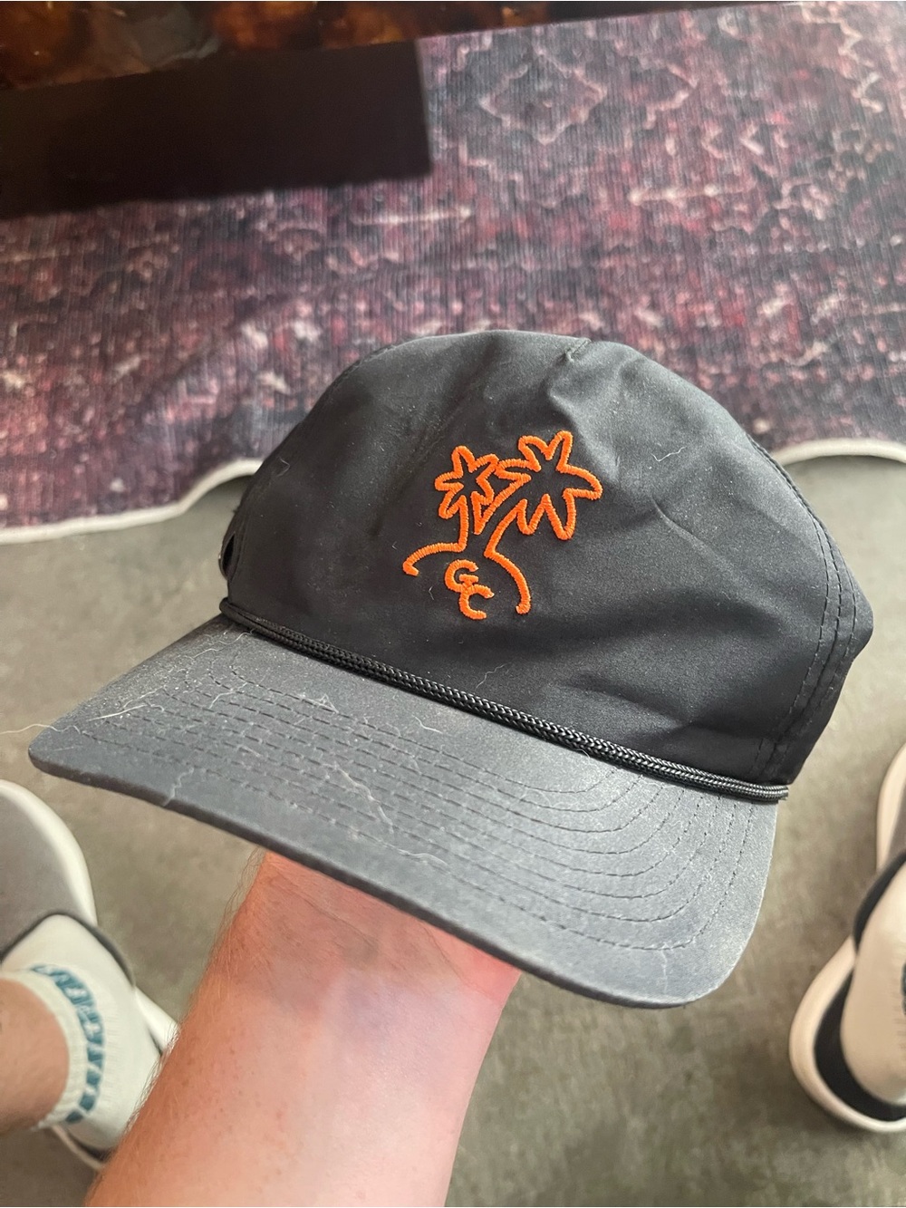 Black Palm Tree Embroidered 5-Panel Cap - Unbranded